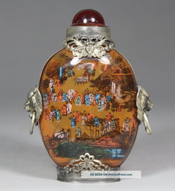 Chinese Glass and Silver Snuff Bottle