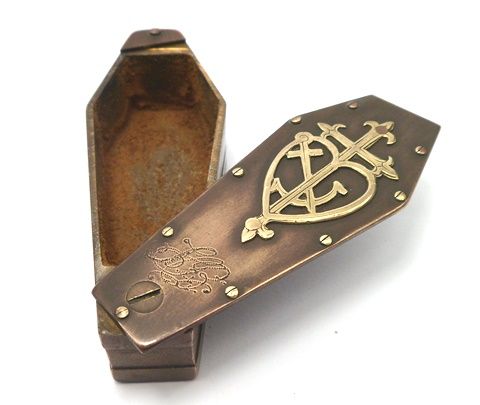 Rare Georgian Brass Coffin Snuff Box
