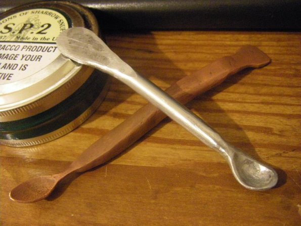 Aluminum and Wood Snuff Spoons