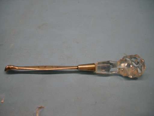 English Silver Snuff Spoon with Crystal
