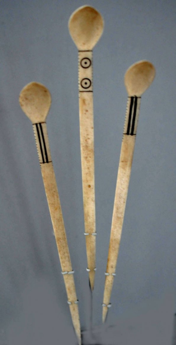 Ivory Zulu Snuff Spoon Hairpins